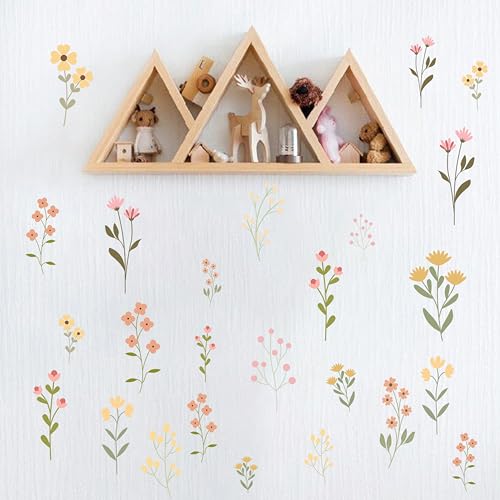Vinilo decorativo floral Wildflower en tonos rosa y amarillo