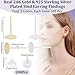 Beebeecraft 1 Box 200Pcs Stud Earring Findings 24K Gold & 925 Sterling Silver Plated Blank Post Earring Flat Round Earring Studs with 200Pcs Ear Nuts for DIY Jewellery Making(Tray: 6mm)