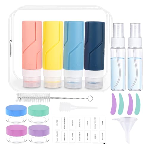 5 Bottiglie Da Viaggio Riutilizzabili In Silicone Da 30 Ml, Con Clip, Tappo Antiforatura, Perfette Per Aereo