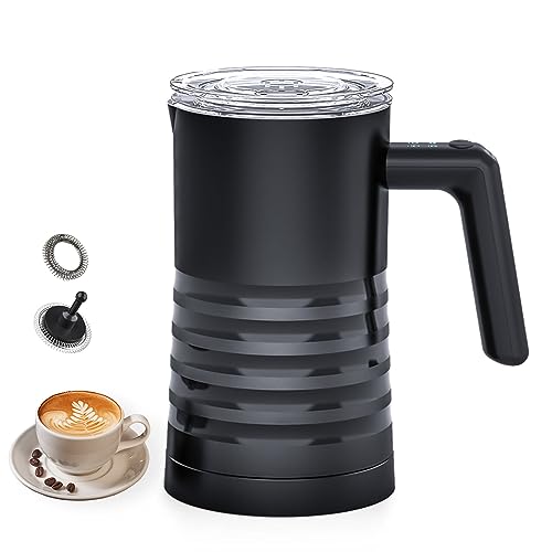 Hosioe Espumador de leche eléctrico y vaporizador 4 en 1, calentador de leche automático 400 W, interior antiadherente, 580 ml, espumador de leche de acero inoxidable caliente y frío para café