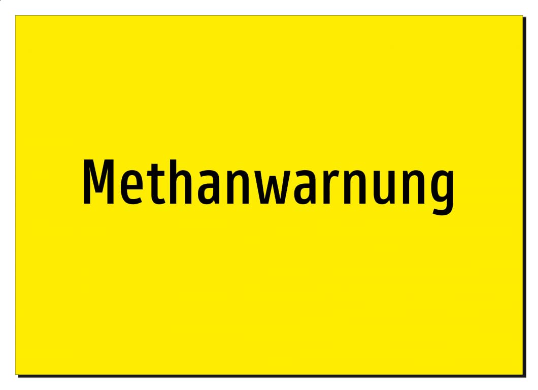 Methanwarnung | Aluminiumschild A2, 594 x 420mm | nur Text, ohne Symbolgrafik