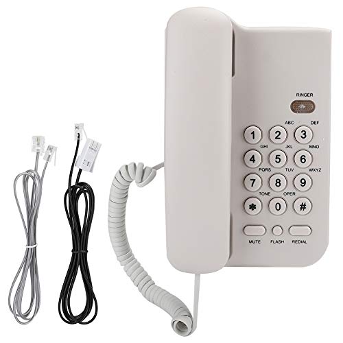 KXT3026CID UK Corded Desktop Landline Phone - Home, Hotel, Office - White with Wall Mount