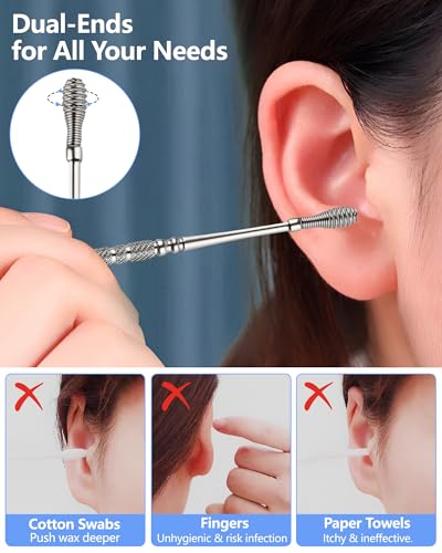 lulir Ohrenreiniger 6-in-1,Ear Cleaning Kit,Ohrenschmalz Entfernungs Set,Ohrenschmalz Entferner Edelstahl,Ohrreinigungswerkzeuge mit Einem Cleaner Pinsel&Aufbewahrungskiste,für Erwachsenen und Kindern