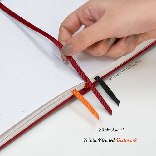 Image of NEORAH - B5 - ART JOURNAL | 200Gsm Dotgrid Notebook |160 Pages(25.0 x 17.5 cm) | Lay Flat |Hard Cover Bullet - Journal |3 Bookmarks |Elastic Closure | Inner BackPocket | Ideal-Bujo,Sketchbook (RED)