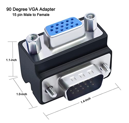 Adaptador VGA ángulo recto 15 pines macho a hembra miniatura 2