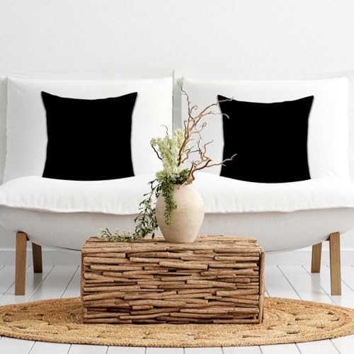 Betadistor Set of 2 Black Cushion Covers 45x45 cm Decorative Square Throw Pillow Covers 18x18 Inch Sofa Car Pillowcase for Home Bed Living Room Couch Decor Black - Image 2