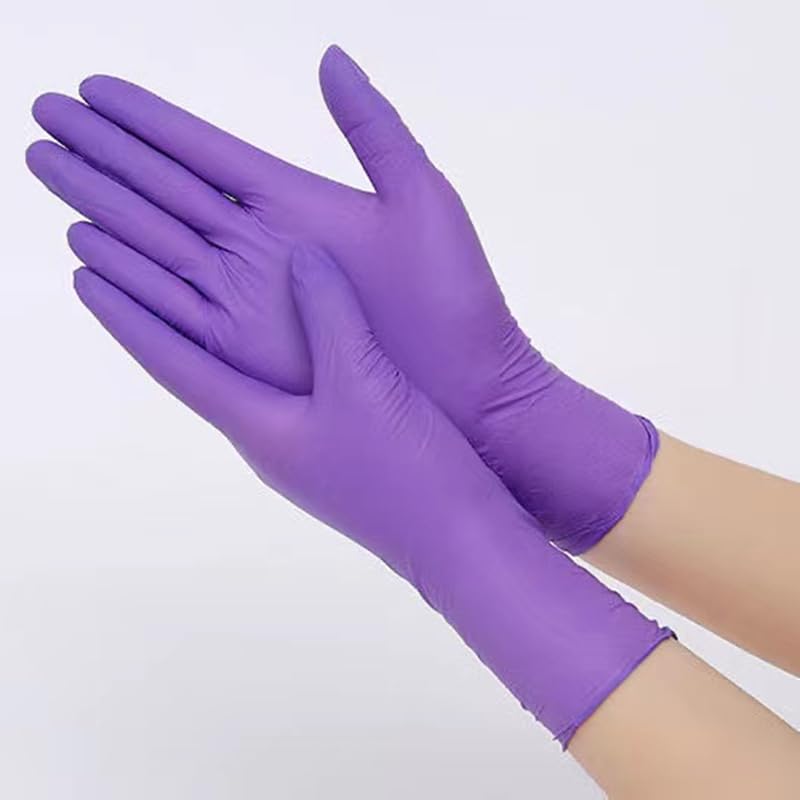 Guanti monouso in nitrile viola senza polvere, 20/50 pezzi, in gomma, for lavori manuali, meccanici, cucina, bellezza, pulizia domestica(Purple 50PCS,S)