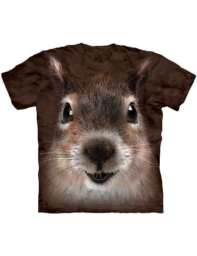 The Mountain Squirrel Face Adult T-Shirt, Brown, Large