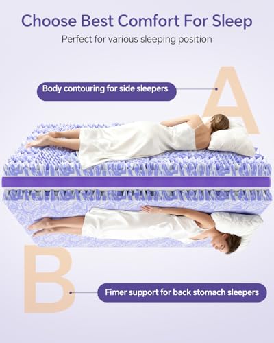 Image of ChiXpace Dual Layer 4 Inch Memory Foam Mattress Topper Full XL - 2 Inch Gel Memory Foam and 2 Inch Pillow Top Mattress Pad,7-Zone Egg Crate Full XL Size Mattress Topper (White)