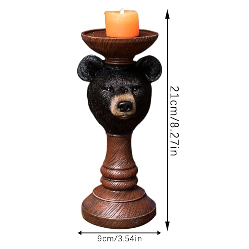 Bougeoir ours en résine noire pour table et décoration de bureau