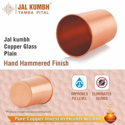 Image of Pure Plain Copper Glasses,Pure Tamba Glass for Drinking & Serving Water Tumbler-200 ML