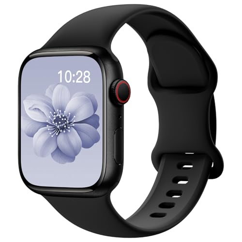 Pulseiras esportivas de silicone compatível com pulseiras de Apple Watch de 40 mm, 38 mm, 41 mm, 44 mm, 45 mm, 42 mm, 49 mm femininas e masculinas, pulseira de substituição esportiva macia e