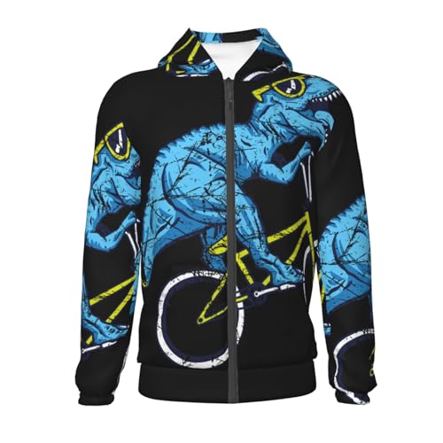 Fun Riding Dinosaur Kid Hoodies Boys Zip Up Sweatshirts Girls Pullover with Pocket2