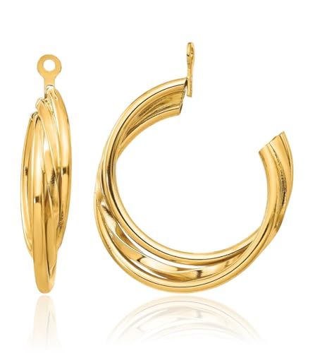 14K Solid Yellow Gold Hoop Earring Jackets for Studs