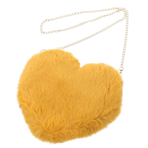 BESTYASH Chic Peach Heart Bun Bag Plush Shoulder Cross-body Bag Faux Rabbit Fur Perfect for Everyday Use Family Friends