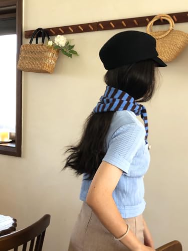 Knitted Triangle Scarf for Women Y2k Stripe Head Scarf Aesthetic Accessories Cottagecore Streetwear Triangle Shawl4