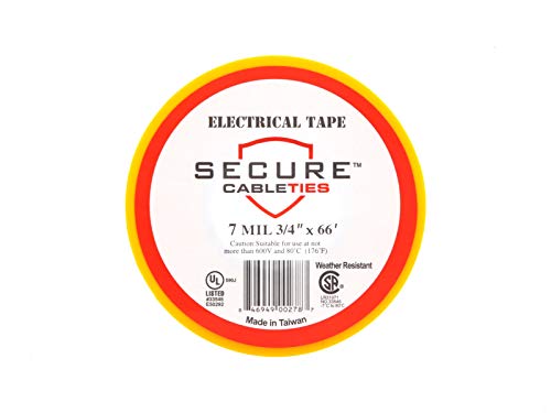 Image of Secure Yellow Electrical Tape 3 /4 Inch x 66 Feet - 5 Pack