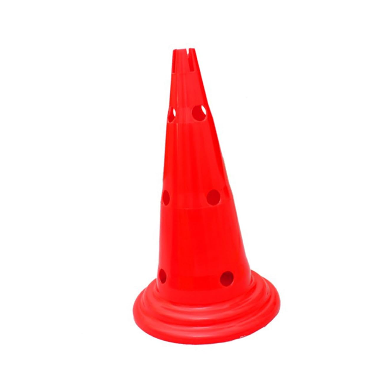 HEMOTON Cônes D'entraînement De Football avec Trous 50 Cm, Plastique Solide, Coupe-Vent, Lot de Marquage Rouge, pour Entraînement Sportif Et Barrage Routier