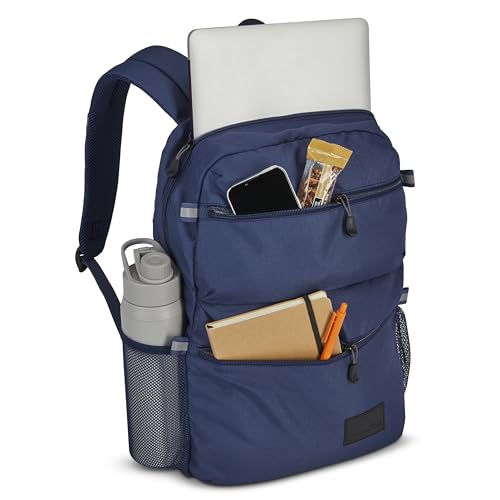 Image of High Sierra Everclass Backpack - Travel or Work Laptop Bookbag with 360 Reflectivity, Dual Water Bottle Pockets & Fits Laptops Up To 15.6 inch, One Size, True Navy