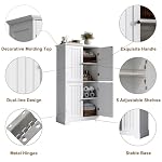 ChooChoo Bathroom Floor Cabinet, Modern Bathroom Storage Cabinet with 4 Doors and Adjustable Shelves, Freestanding Cupboard for Living Room, White - Image 4