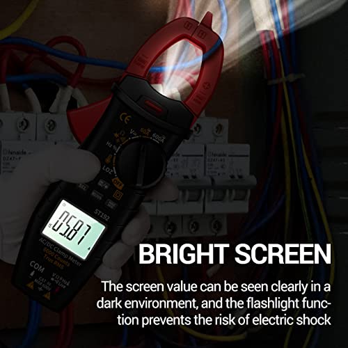 Image of Jadeshay ST192 Clamp Multimeter, 6000 Counts True RMS AC /DC Voltage & Current Tester with Backlit LCD, No Battery Included