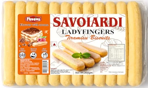 Image of Flavoma Savoiardi Ladyfingers Italian Biscuits, 200g (24 pcs Inside) || Traditional Italian Dessert Making, Savoiardi Style || Authentic Italian Recipe • Soft & Crunchy Texture • Ideal for Tiramisu, Desserts