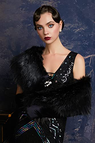 BABEYOND Women's Faux Fur Shawl Party Faux Fur Collar Fur Wraps for Winter Bridal Wedding Cover Up2