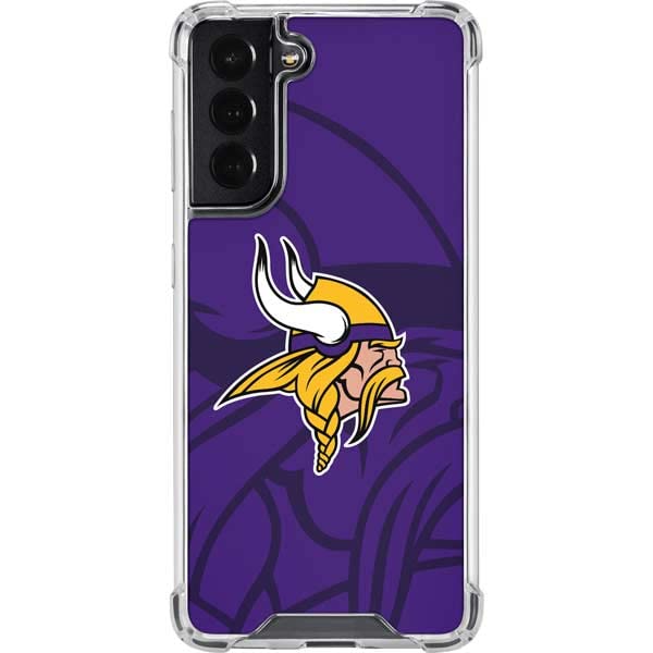 Skinit Clear Phone Case Compatible with Galaxy S22 - Officially Licensed NFL Minnesota Vikings Double Vision Design
