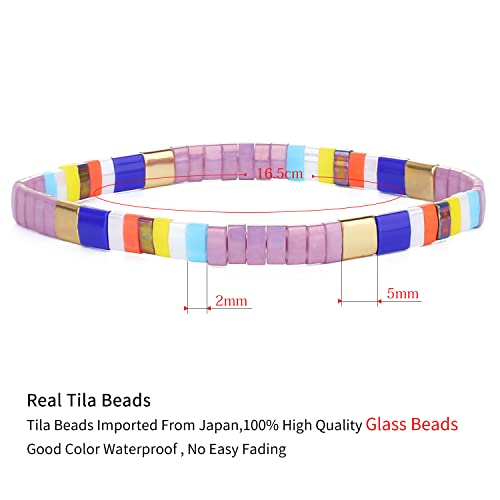 Image of KELITCH Women Stretch Bracelets Mixed Tila Seed Beaded Bracelets Lucky Jewelry for Women Lovers