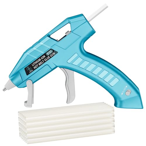 HHYSSG Pistola de pegamento termofusible inalámbrica de 3,7 V con 30 barras de pegamento de 7 mm - Kit portátil para bricolaje, manualidades y reparaciones del hogar (pilas incluidas)