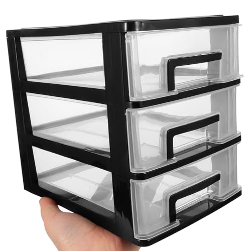 Armoire de rangement à trois couches en plastique portable noir ULTNICE