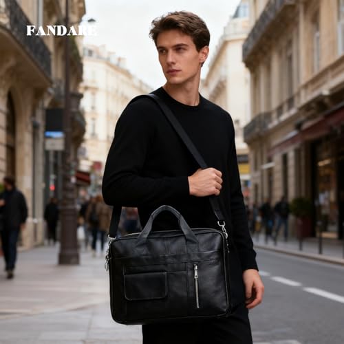 Bolso FANDARE para portátil de cuero genuino para hombre miniatura 2