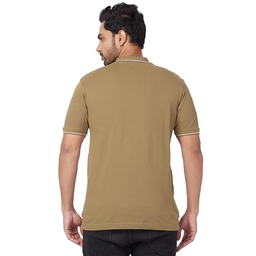 Image of Raymond Men's Modern Fit Solid Pattern Pure Cotton Half Sleeve Polo Neck Casual T-Shirt