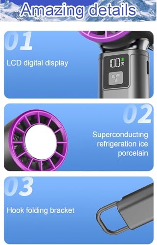 Image of STARQ Mini Handheld Rechargeable Fan Compact & Powerful Cooling Fan for Travel, Office, Outdoor Use (Ice-Cooling-Fan-A3Pro Grey)