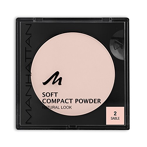 Manhattan Soft Compact Powder, Helles Kompakt Puder mit Puderquaste für einen matten, ebenmäßigen Teint, Farbe Sable 2, 1 x 9g