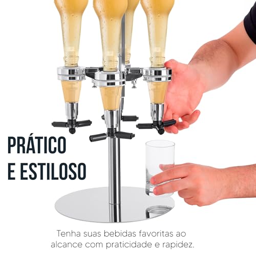 HOLTTER Porta Bebidas Dispenser Dosador Giratório 4 Garrafas Inox Dosador de Bebidas Garrafas Girató