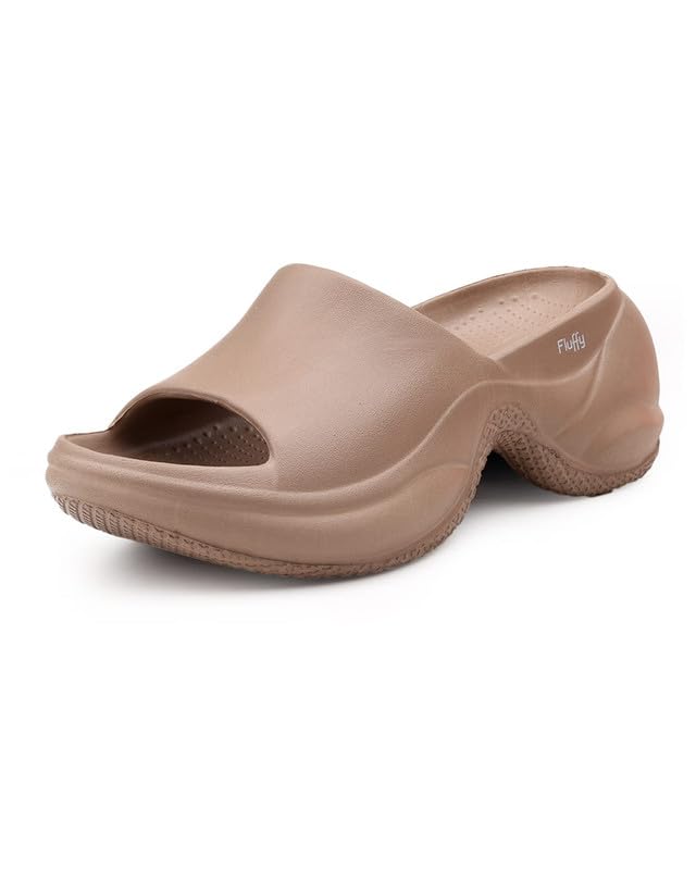 Fluffy Women EVA Slides | Chunky Comfort Slip-On Slippers for Everyday Casual Wear | Textured Grip Outsole | Modern Athleisure Style-image-39
