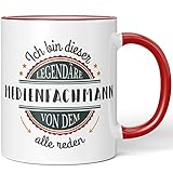JUNIWORDS Tasse, Ich Bin Dieser legendäre Medienfachmann, von dem alle reden, Rot (5059468)