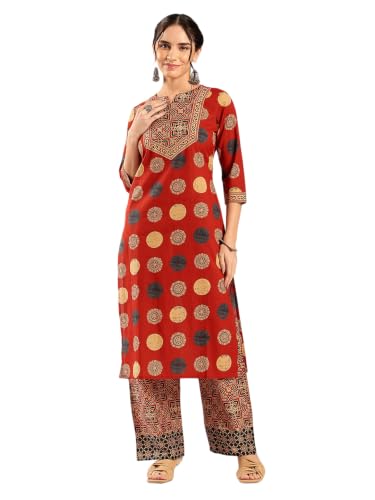 Image of Vbuyz Women's Printed & Hand Work Straight Cotton Blend Parrot Green Kurta,Pant with Dupatta | Kurta Set with Dupatta for Women | Suit Set | Ethnic Set | Printed Kurta Set | Salwar Set for Women