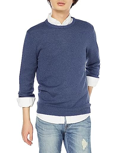 Amazon Essentials Jersey de manga larga con cuello redondo para hombre, 100 % algodón, opciones grandes y altas disponibles, azul jaspeado, talla S | Ya disponible en tu tienda friki favorita! En mundofriki.es!