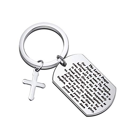 MYOSPARK Carteira gravada The Lord's Prayer Our Father Who Art in Heaven Matthew 6:9-13 Presente religioso (chaveiro pai oração do Senhor)