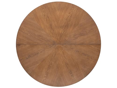 Image of 59 inch Solid Wood Round Dining Table for 6-8 People, Wooden Pedestal Base, Farmhouse Round Dining Room Table for Home Dining Room, Kitchen, Living Room