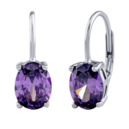 Preisvergleich Produktbild SILVEGO Damen Ohrringe aus 925 Sterling Silber mit synthetischem Amethyst