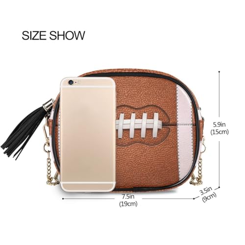 Image of ALAZA Women's American Football Close Up with White Laces PU Leather Crossbody Bag Shoulder Purse with Tassel