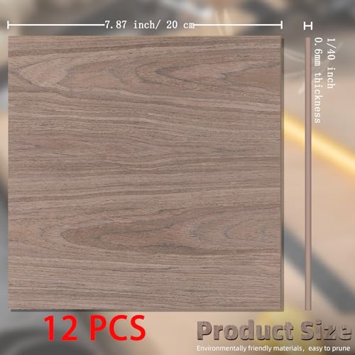 Image of GSCIT Club 12 PCS Walnut Wood Veneer, 8 inch x 8 inch Wood Edge Banding Pre-glued Flexible, Veneer Tape Banding for Cabinet Repair Furniture Restoration