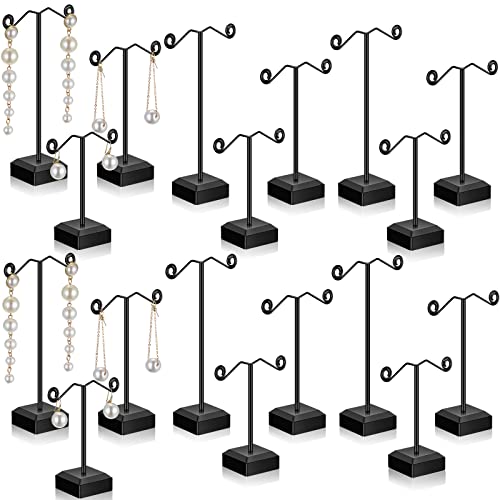 18 Pcs Metal Earring Holder T Bar Earring Display Stand Organizer Countertop Hanger Hanging Jewelry Towers with Acrylic Base(Black)
