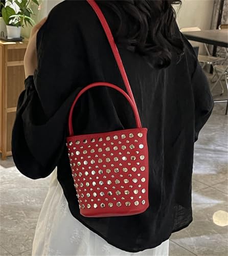 Studded Rivet Bucket Handbags for Women 2025 Slouchy Crossbody Bags for Women Y2k Top Handle Bag Shoulder Bag Hobo Purse 20253