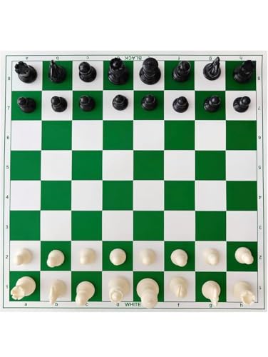 Image of 18 inch Vinyl Chess Set, Foldable Tournament Style Chess Board for Kids & Adults, Durable Vinyl Mat Chessboard, Portable Chess Board, Beginners & Professionals, Classic Board Game