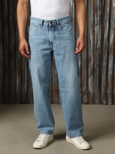 Image of High Star Men Washed Cotton Flared Fit Mid- Rise Jeans 22