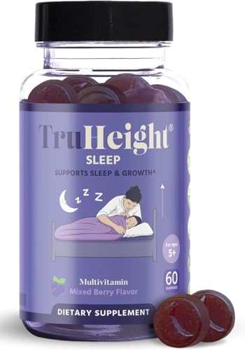 TruHeight Sleep Gummies - Kids & Teen Natural Sleep Aid for Tall & Growing Bodies - Pediatric Recommended Growth - Melatonin Gummy Ashwagandha L-Theanine Lemon Balm - Mixed Berry Taller Ages 4+